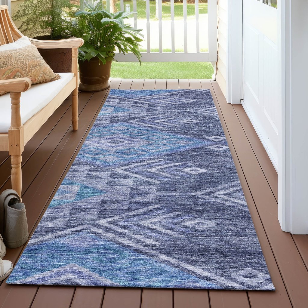 LOOMLAN Rugs Harmony Blue Washable Indoor-Outdoor Rug