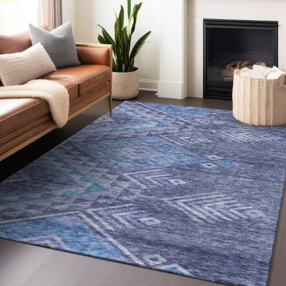 LOOMLAN Rugs Harmony Blue Washable Indoor-Outdoor Rug