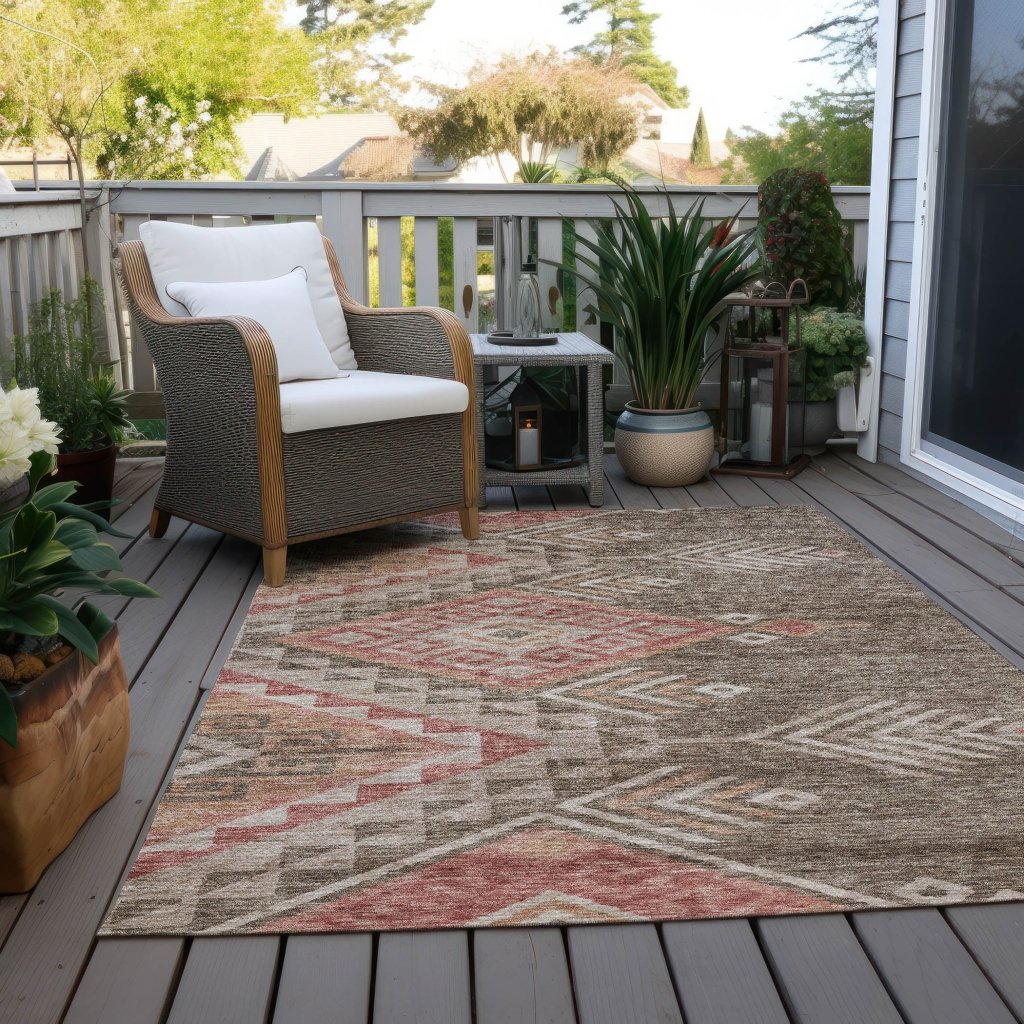 LOOMLAN Rugs Harmony Brown Washable Indoor-Outdoor Rug