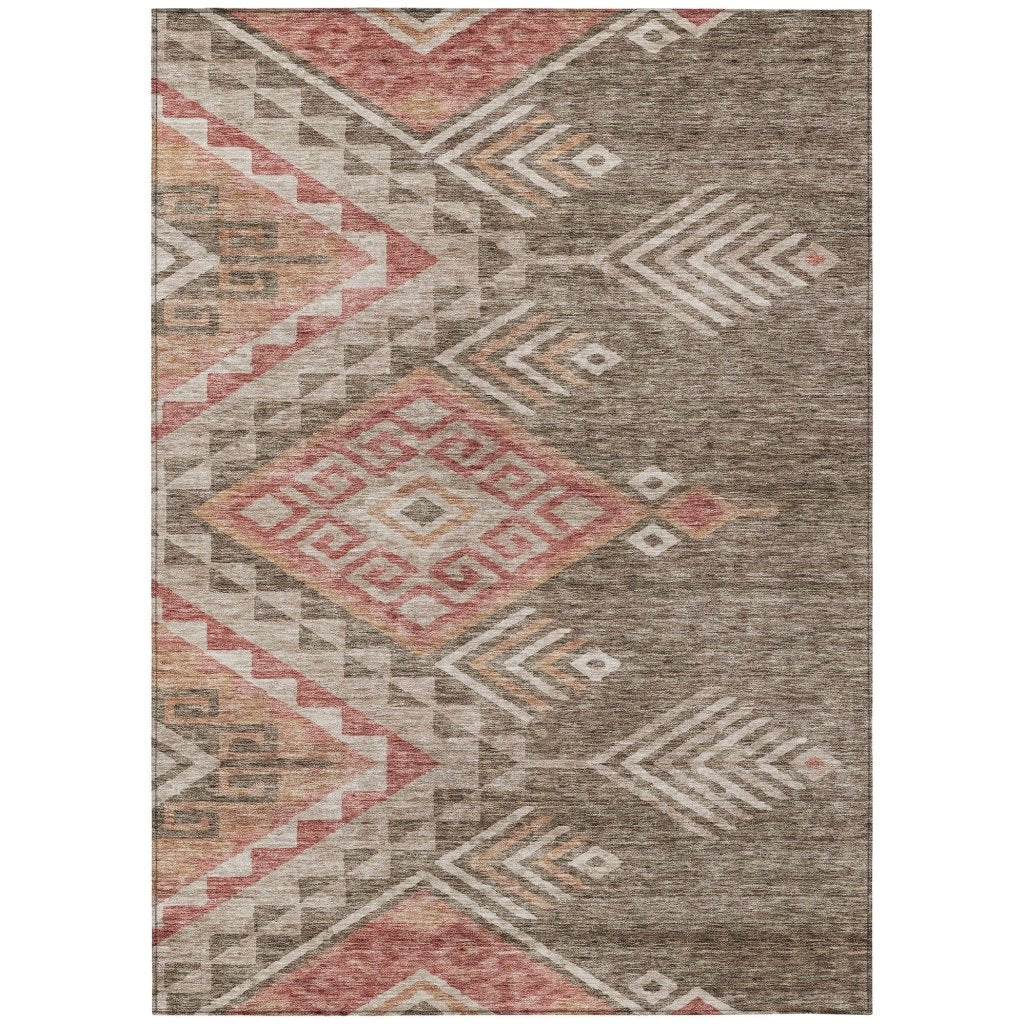 LOOMLAN Rugs Harmony Brown Washable Indoor-Outdoor Rug
