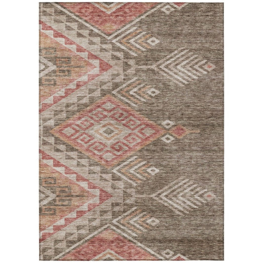 LOOMLAN Rugs Harmony Brown Washable Indoor-Outdoor Rug