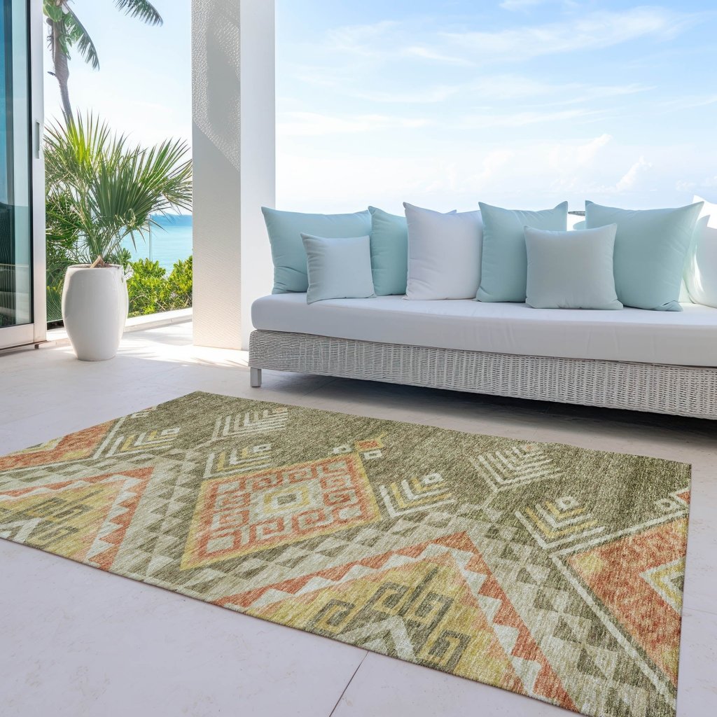 LOOMLAN Rugs Harmony Green Washable Indoor-Outdoor Rug