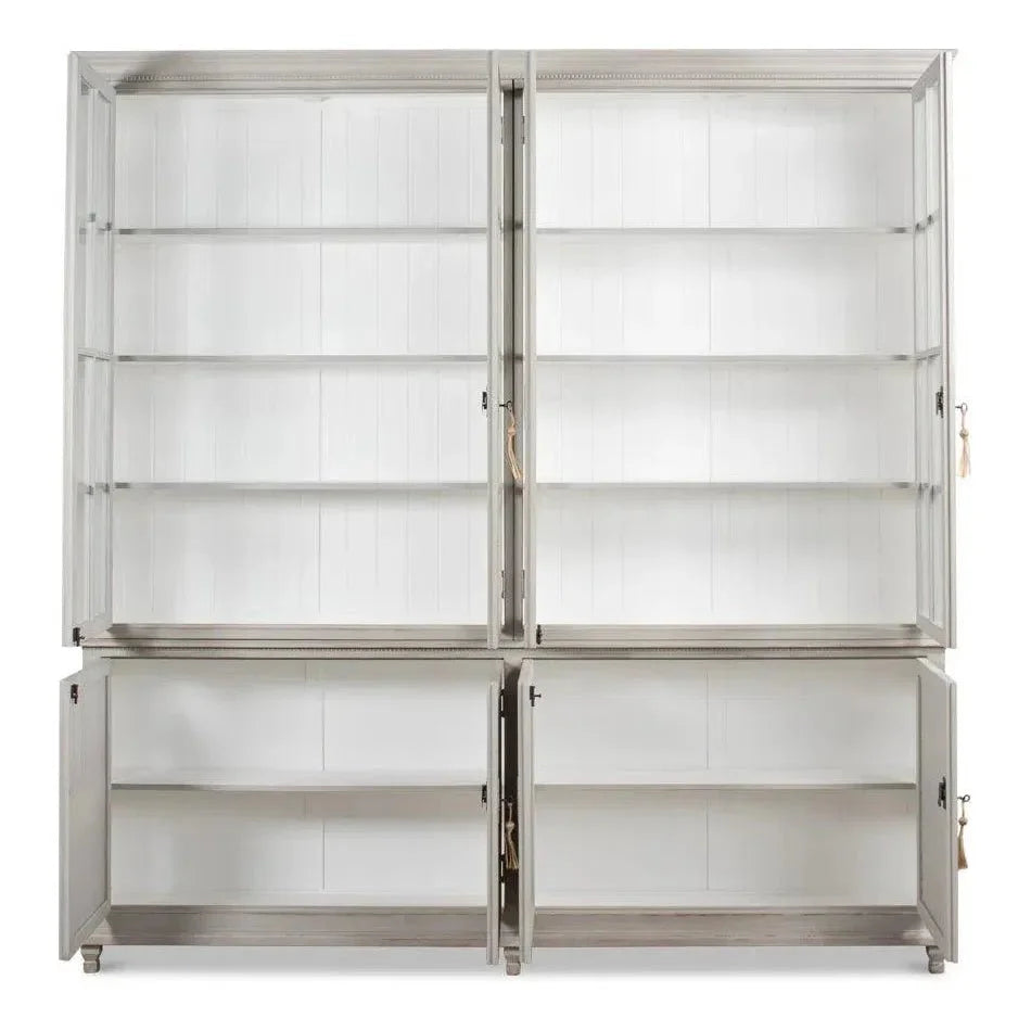 Harper Glass Doors Front Curio Bookcase Cabinets - LOOMLAN - Sarreid - Buffets & Curios
