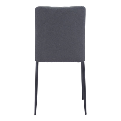 Harve Dining Chair (Set of 2) Gray - Sideboards and Things Accents_Black, Back Type_Full Back, Back Type_With Back, Brand_Zuo Modern, Color_Black, Color_Gray, Depth_20-30, Finish_Powder Coated, Height_30-40, Materials_Metal, Materials_Upholstery, Metal Type_Steel, Number of Pieces_2PC Set, Product Type_Dining Height, Seat Material_Upholstery, Shape_Armless, Upholstery Type_Leather, Upholstery Type_Vegan Leather, Width_10-20