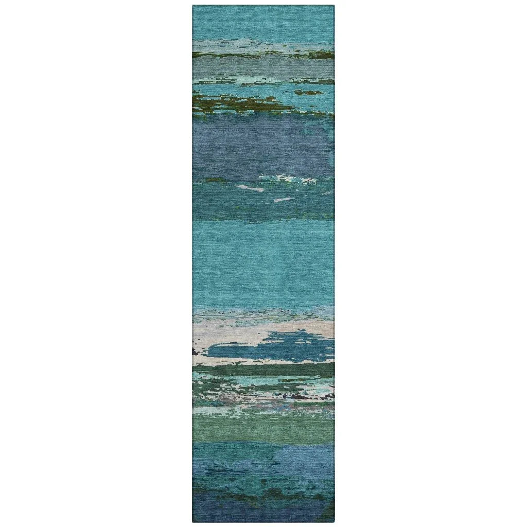 Havari Teal Washable Indoor-Outdoor Rug