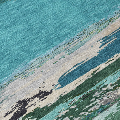 Havari Teal Washable Indoor - Outdoor Rug - LOOMLAN - LOOMLAN Rugs - Outdoor Rugs
