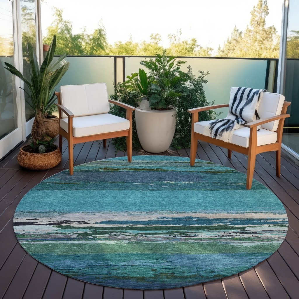 Havari Teal Washable Indoor - Outdoor Rug - LOOMLAN - LOOMLAN Rugs - Outdoor Rugs