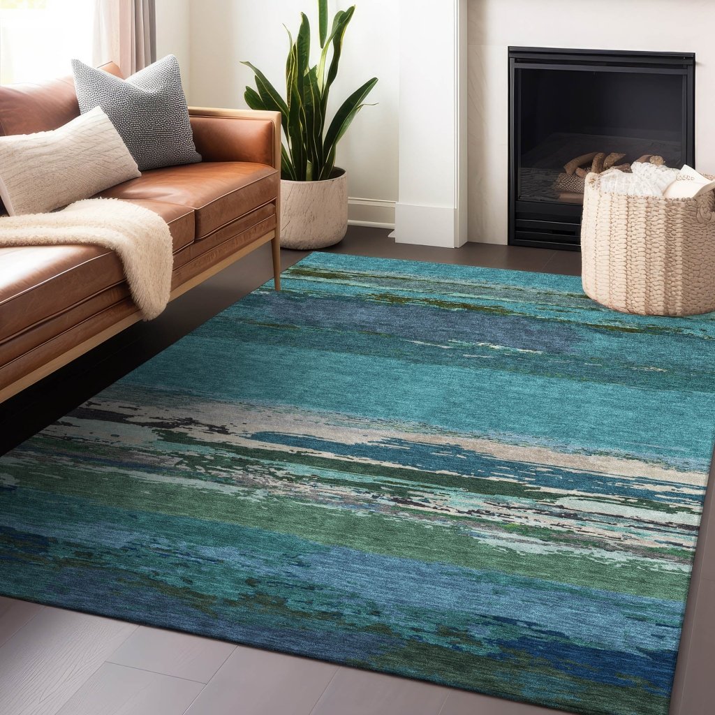 Havari Teal Washable Indoor - Outdoor Rug - LOOMLAN - LOOMLAN Rugs - Outdoor Rugs
