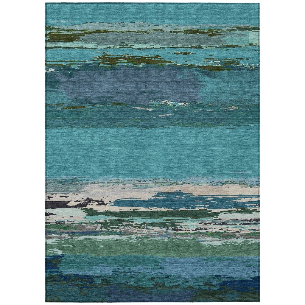 Havari Teal Washable Indoor - Outdoor Rug - LOOMLAN - LOOMLAN Rugs - Outdoor Rugs