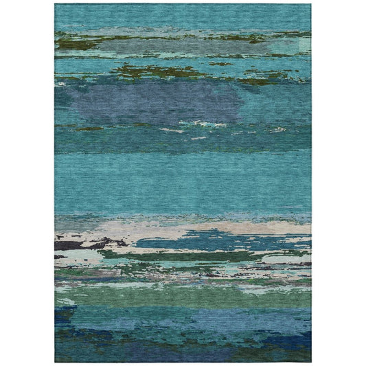 LOOMLAN Rugs Havari Teal Washable Indoor-Outdoor Rug