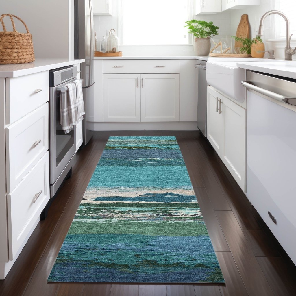 Havari Teal Washable Indoor - Outdoor Rug - LOOMLAN - LOOMLAN Rugs - Outdoor Rugs