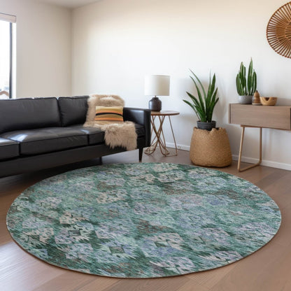 Helissa Green Washable Indoor - Outdoor Rug - LOOMLAN - LOOMLAN Rugs - Outdoor Rugs