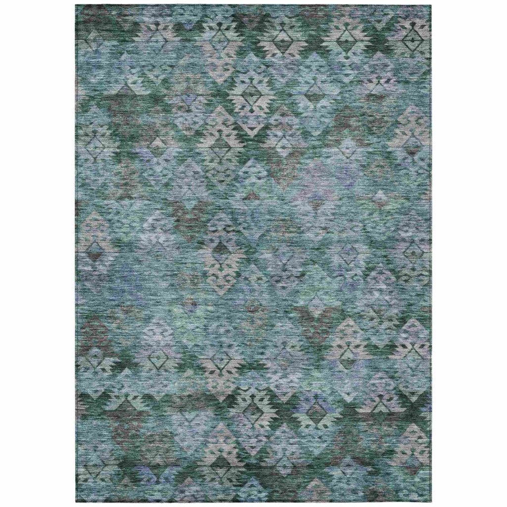 Helissa Green Washable Indoor - Outdoor Rug - LOOMLAN - LOOMLAN Rugs - Outdoor Rugs