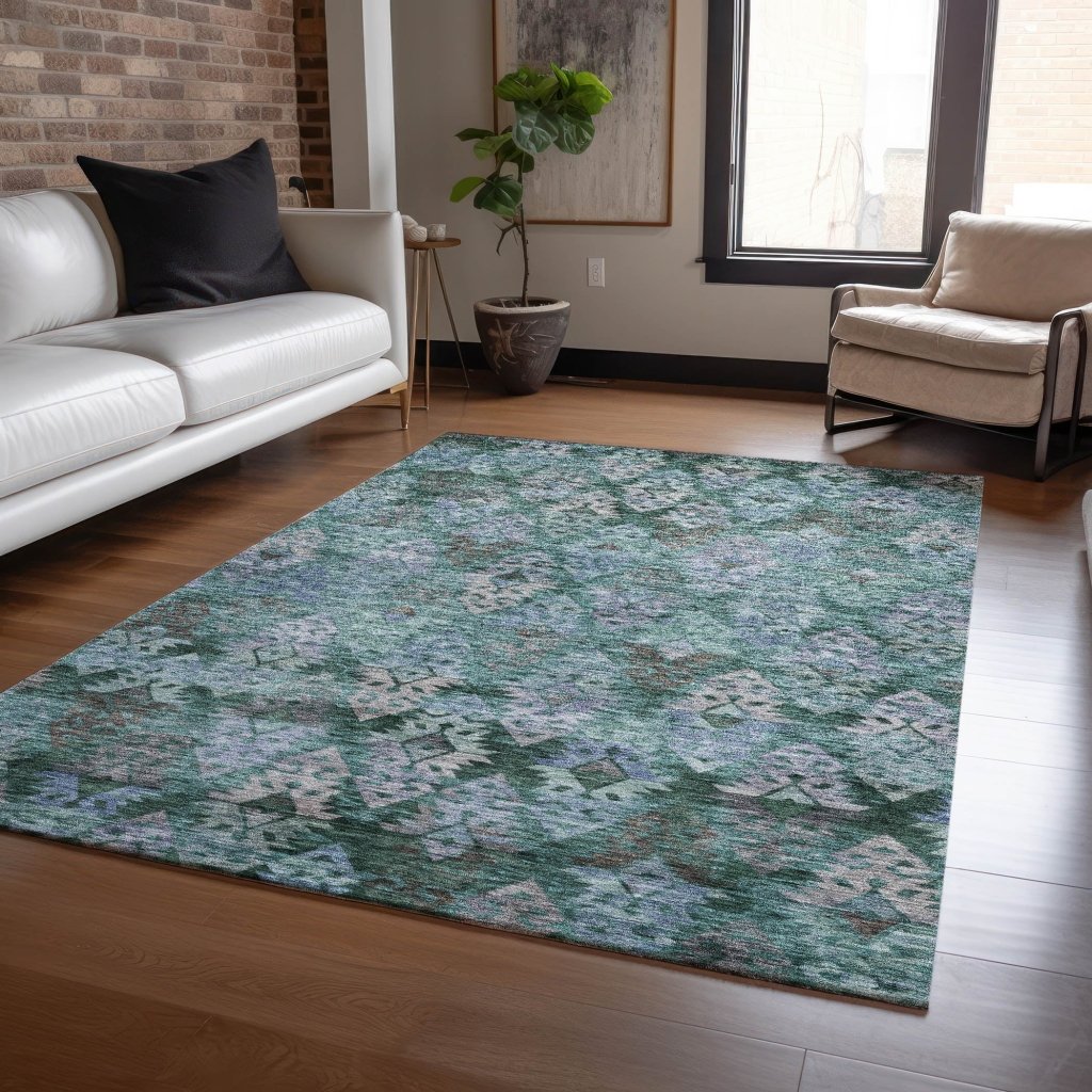 Helissa Green Washable Indoor - Outdoor Rug - LOOMLAN - LOOMLAN Rugs - Outdoor Rugs