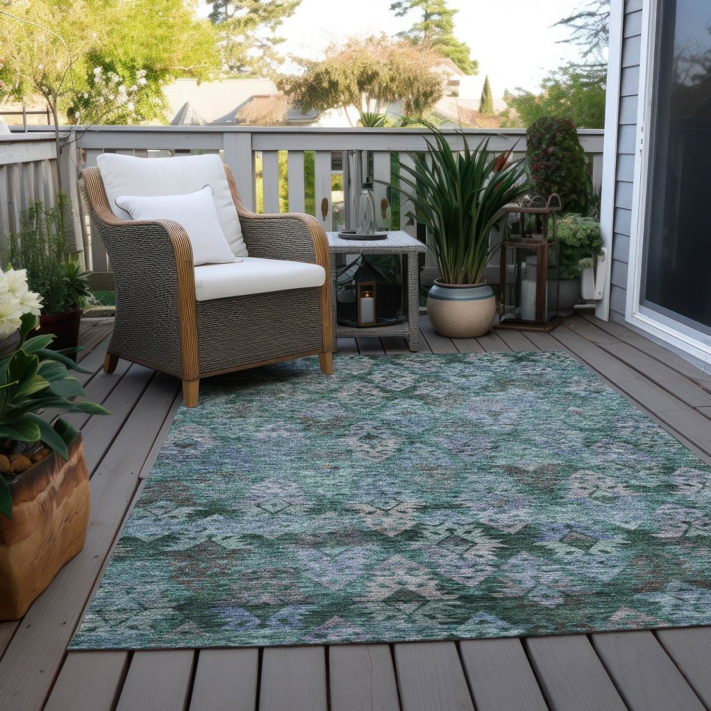 Helissa Green Washable Indoor - Outdoor Rug - LOOMLAN - LOOMLAN Rugs - Outdoor Rugs