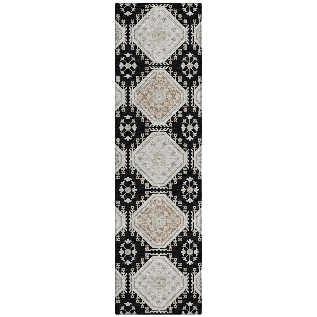 LOOMLAN Rugs Henriette Black Washable Indoor-Outdoor Rug