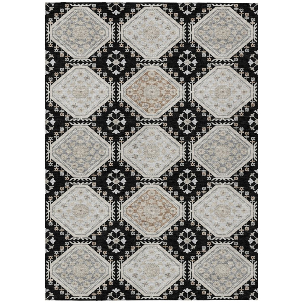 LOOMLAN Rugs Henriette Black Washable Indoor-Outdoor Rug