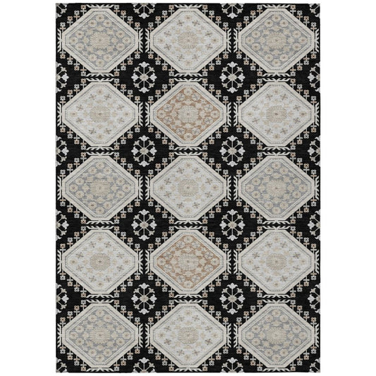 LOOMLAN Rugs Henriette Black Washable Indoor-Outdoor Rug