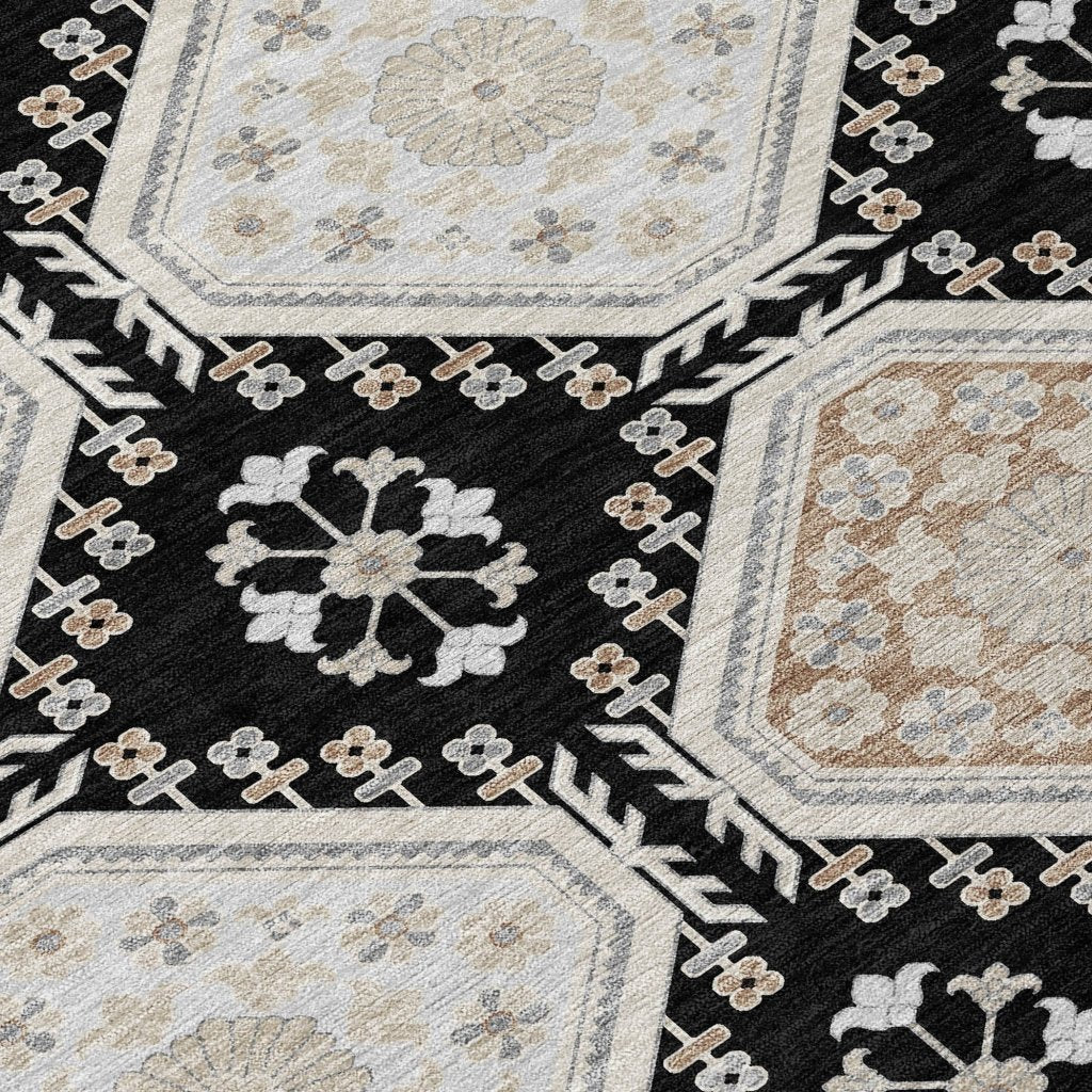 LOOMLAN Rugs Henriette Black Washable Indoor-Outdoor Rug