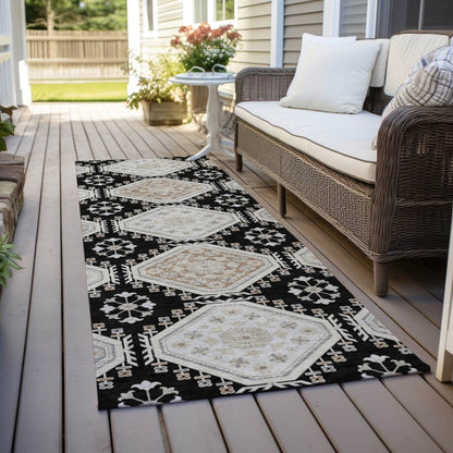LOOMLAN Rugs Henriette Black Washable Indoor-Outdoor Rug