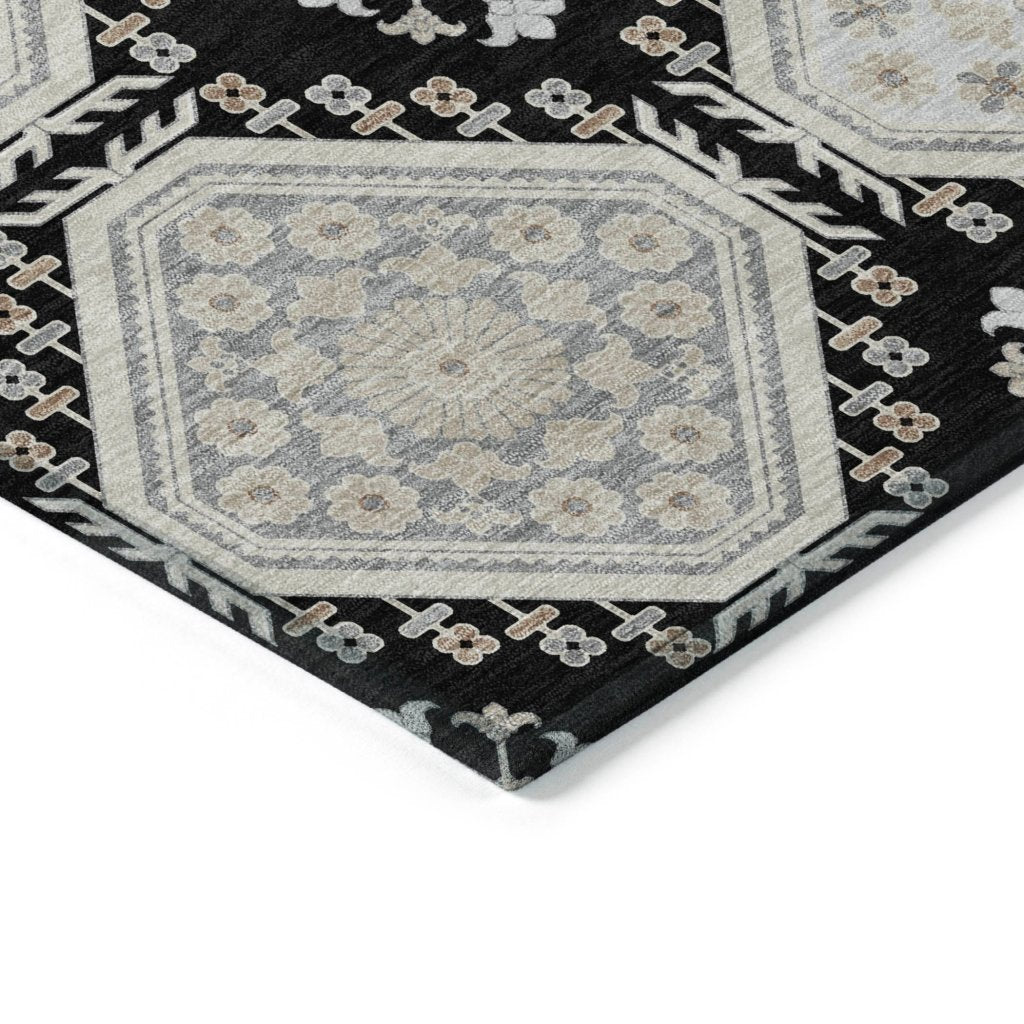 LOOMLAN Rugs Henriette Black Washable Indoor-Outdoor Rug