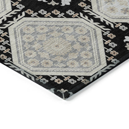 LOOMLAN Rugs Henriette Black Washable Indoor-Outdoor Rug