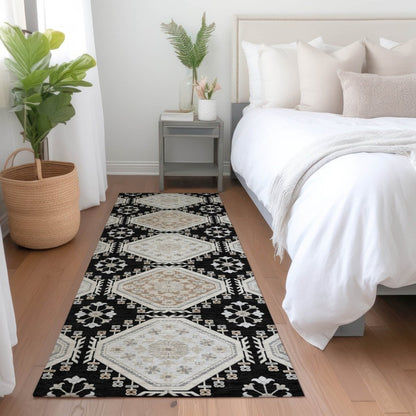 LOOMLAN Rugs Henriette Black Washable Indoor-Outdoor Rug