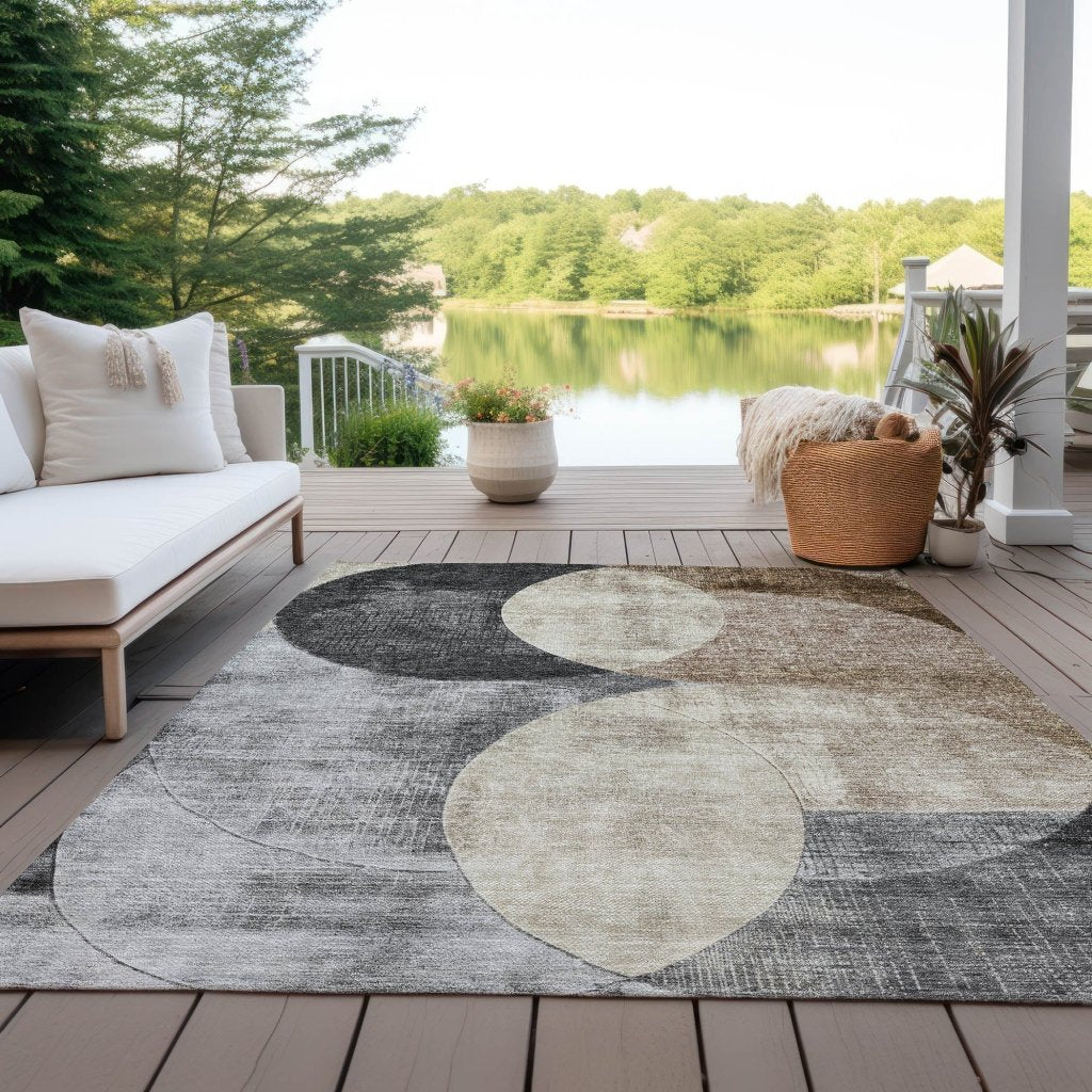 LOOMLAN Rugs Henry Pewter Washable Indoor-Outdoor Rug