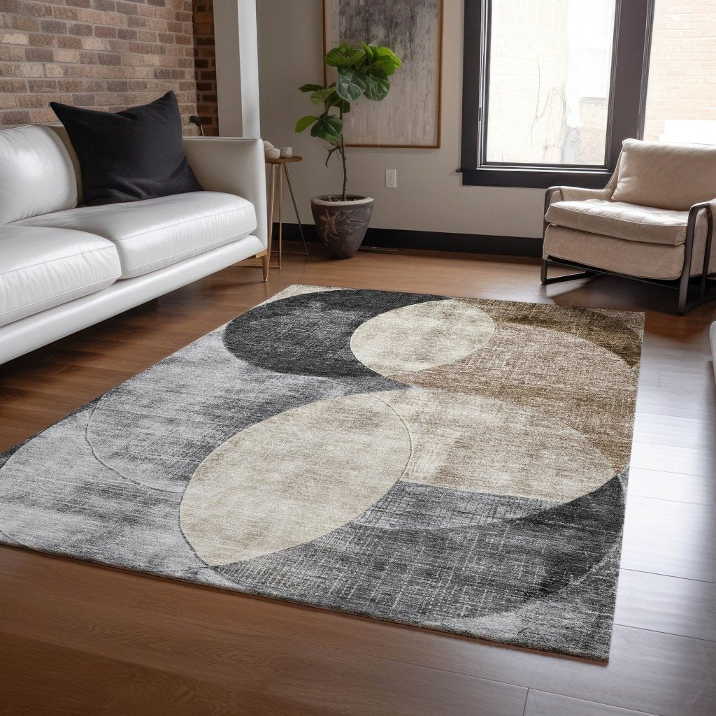 LOOMLAN Rugs Henry Pewter Washable Indoor-Outdoor Rug
