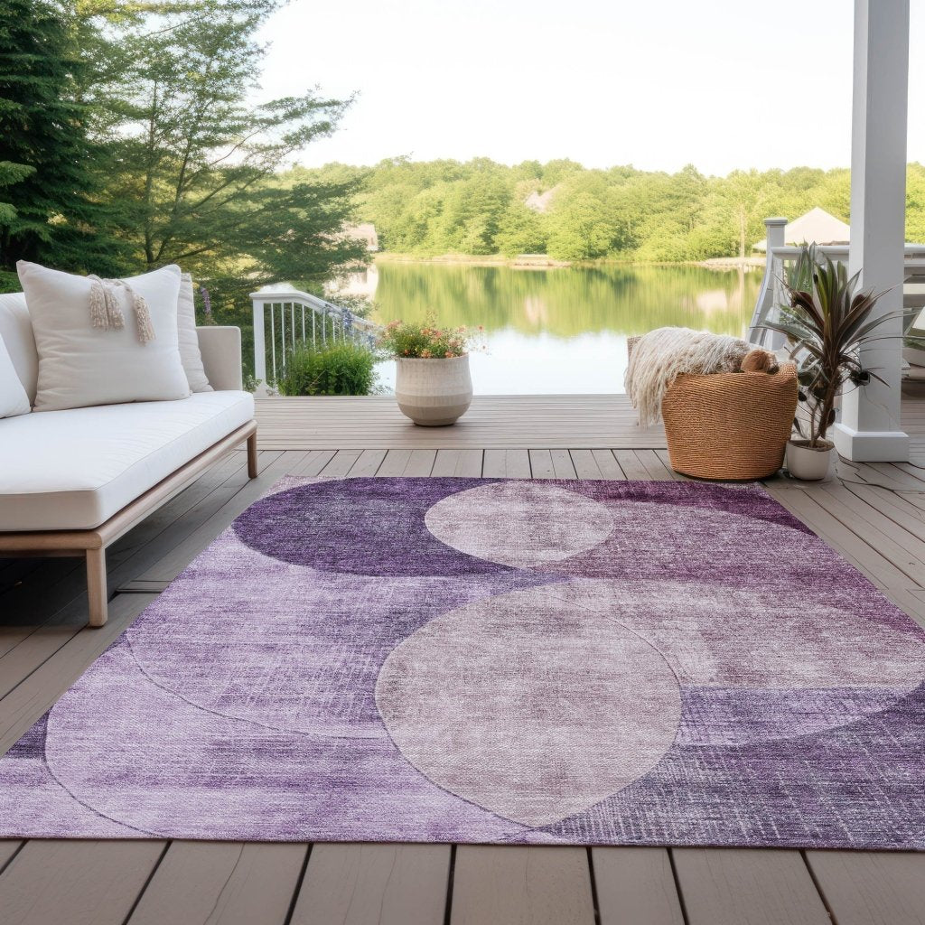 LOOMLAN Rugs Henry Purple Washable Indoor-Outdoor Rug
