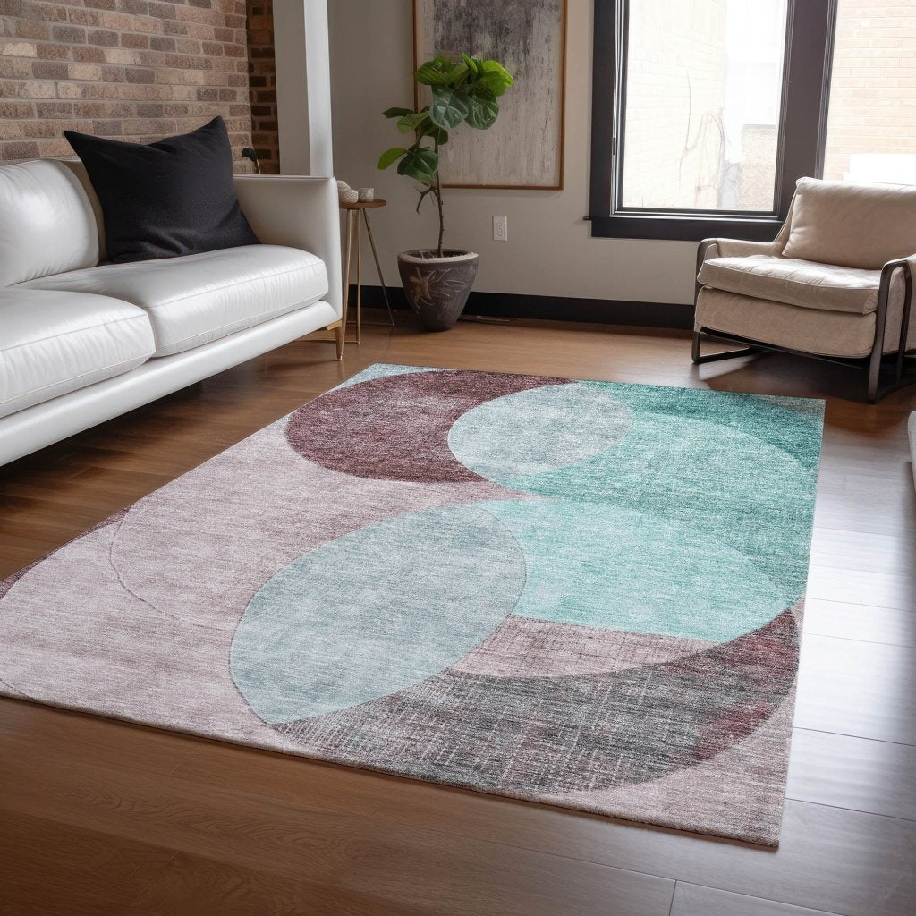 LOOMLAN Rugs Henry Teal Washable Indoor-Outdoor Rug