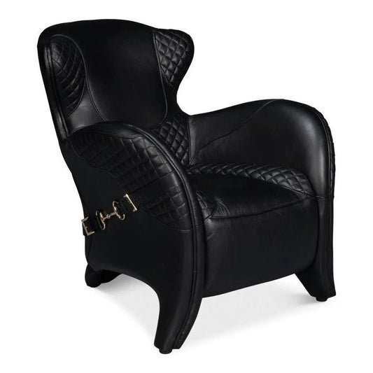 Sarreid Hera Leather Black Arm Chair