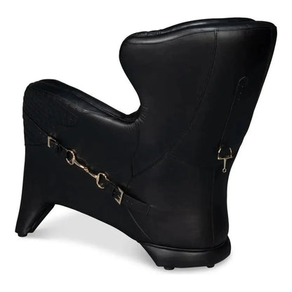 Sarreid Hera Leather Black Arm Chair