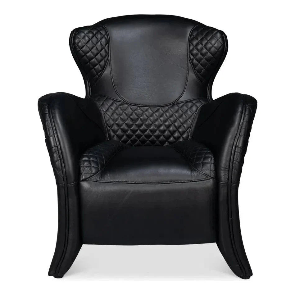 Sarreid Hera Leather Black Arm Chair
