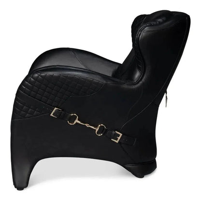 Sarreid Hera Leather Black Arm Chair