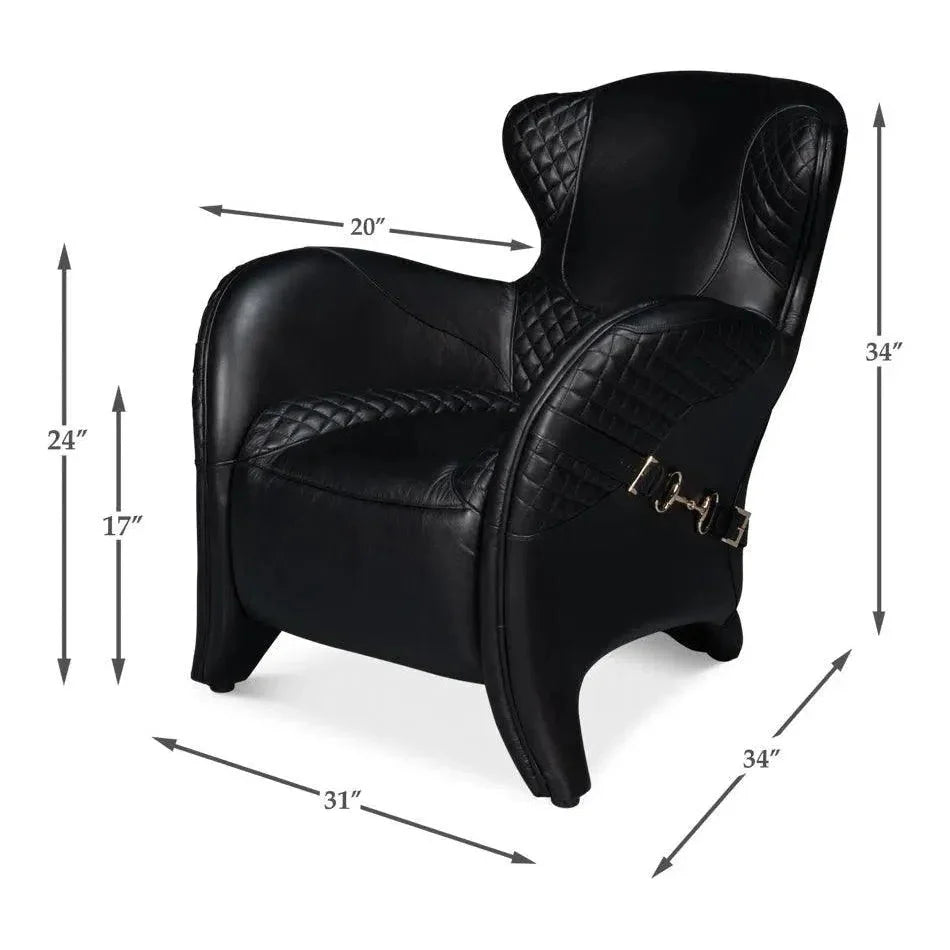 Sarreid Hera Leather Black Arm Chair
