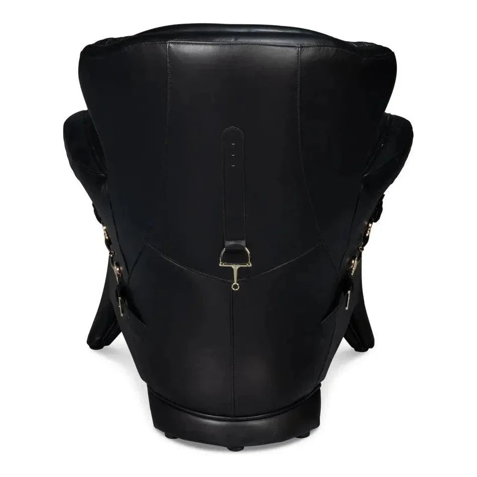 Sarreid Hera Leather Black Arm Chair