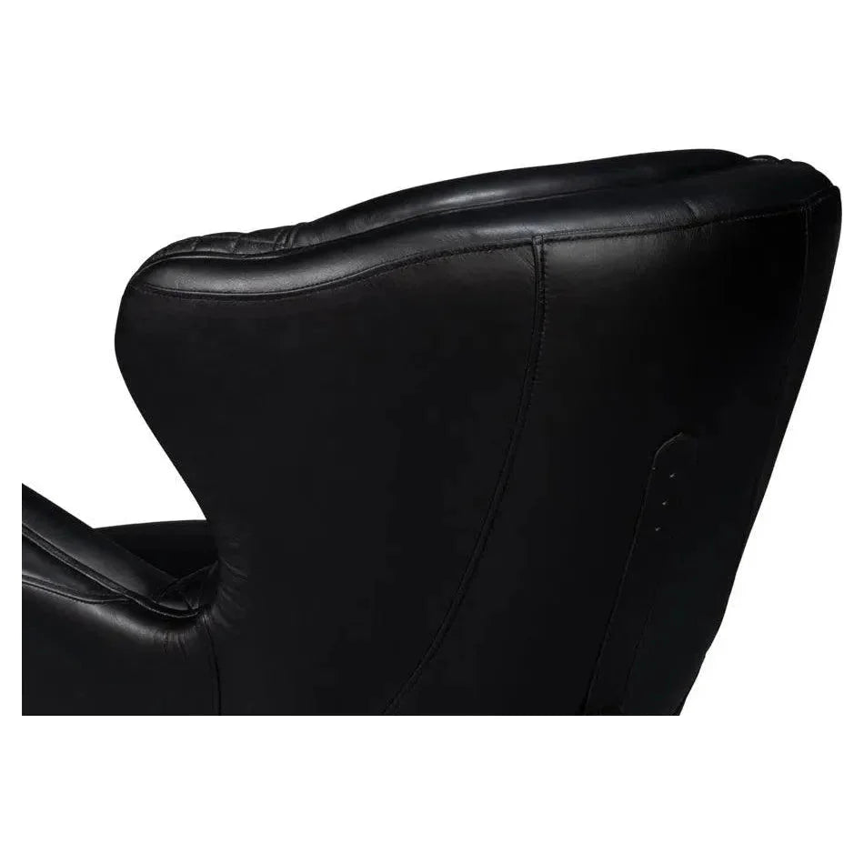 Sarreid Hera Leather Black Arm Chair
