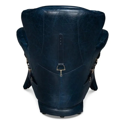 Sarreid Hera Leather Blue Arm Chair