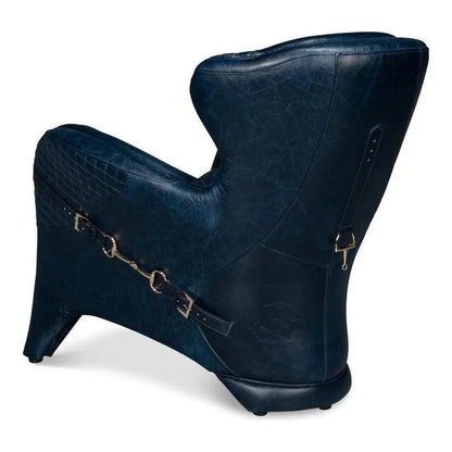 Sarreid Hera Leather Blue Arm Chair