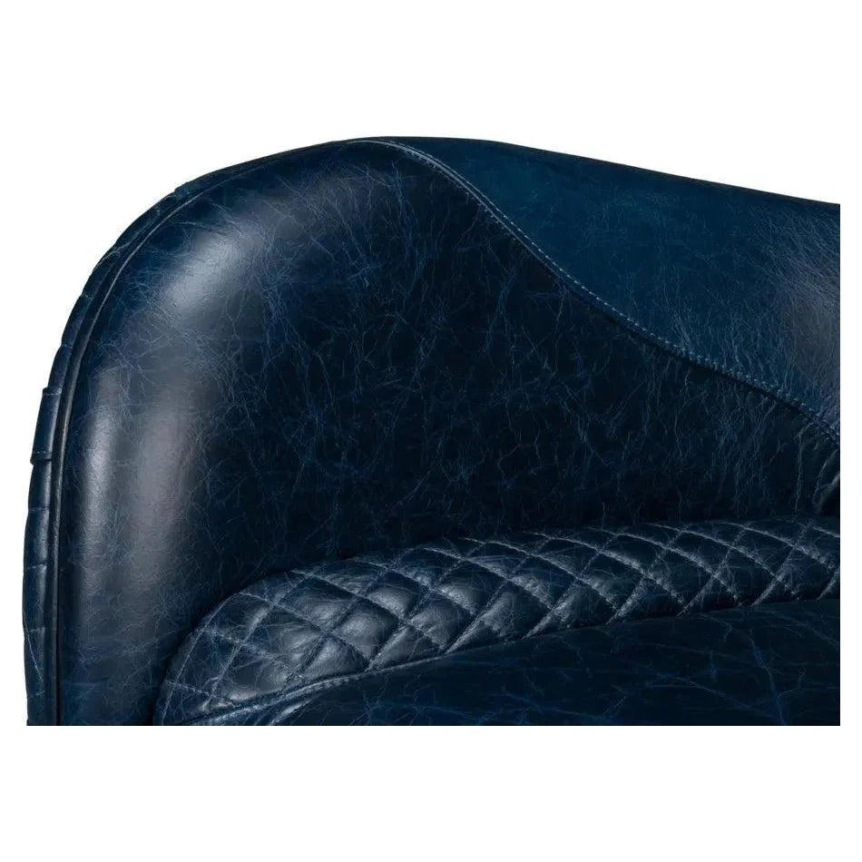 Sarreid Hera Leather Blue Arm Chair