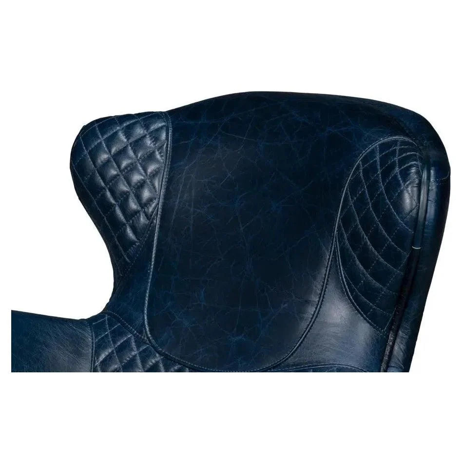Sarreid Hera Leather Blue Arm Chair