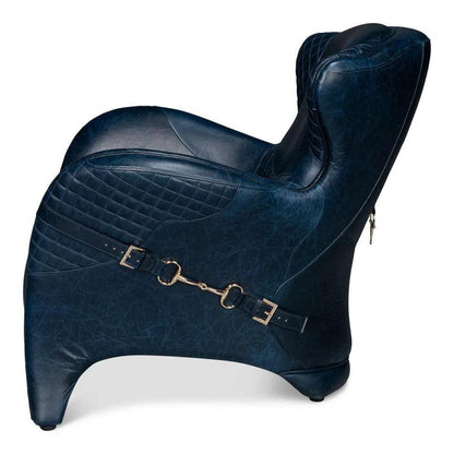 Sarreid Hera Leather Blue Arm Chair