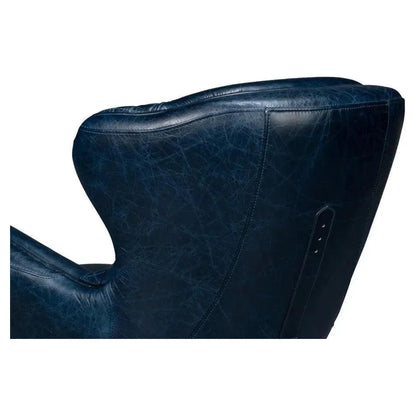 Sarreid Hera Leather Blue Arm Chair