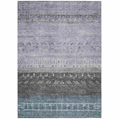 LOOMLAN Rugs Hilda Blue Washable Indoor-Outdoor Rug