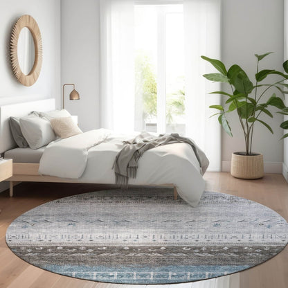 LOOMLAN Rugs Hilda Blue Washable Indoor-Outdoor Rug