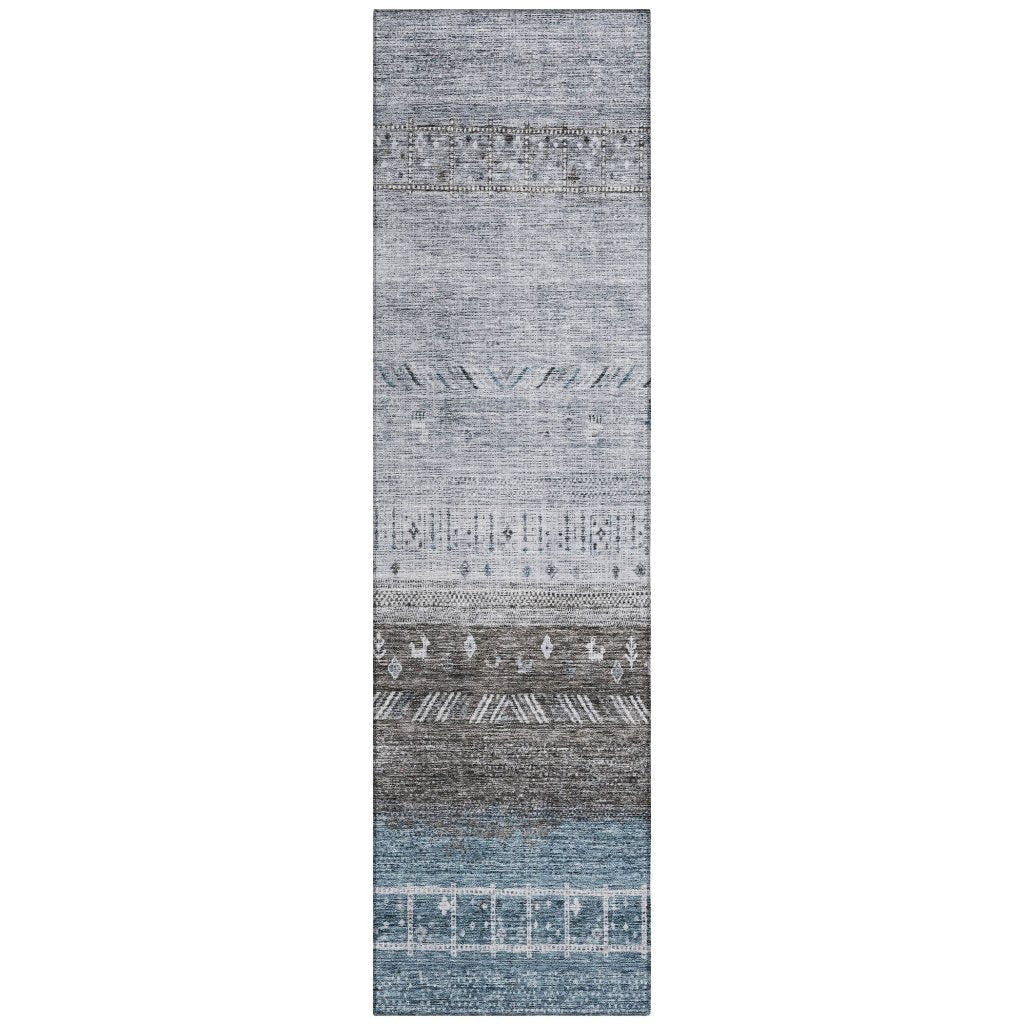 LOOMLAN Rugs Hilda Blue Washable Indoor-Outdoor Rug