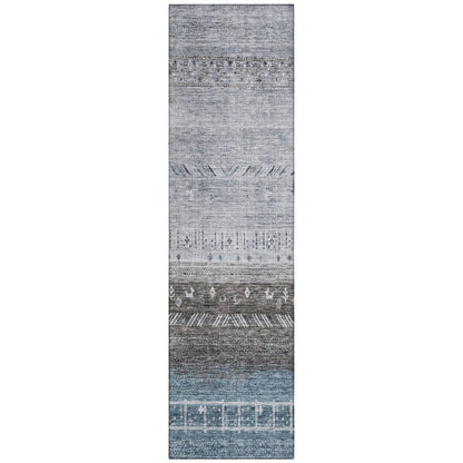 LOOMLAN Rugs Hilda Blue Washable Indoor-Outdoor Rug