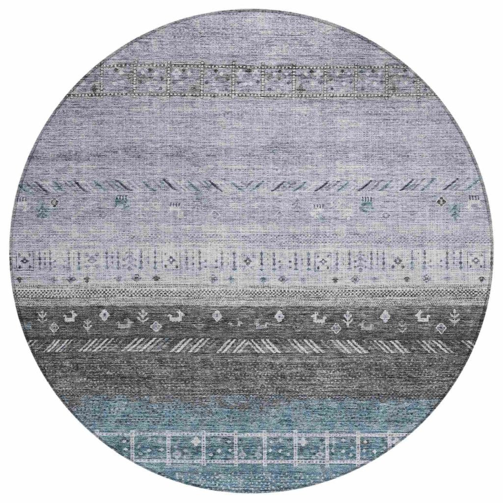 LOOMLAN Rugs Hilda Blue Washable Indoor-Outdoor Rug