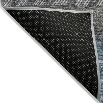 LOOMLAN Rugs Hilda Blue Washable Indoor-Outdoor Rug